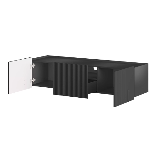 Szafka RTV Malmi 150 cm wisząca - czarny mat / czarny